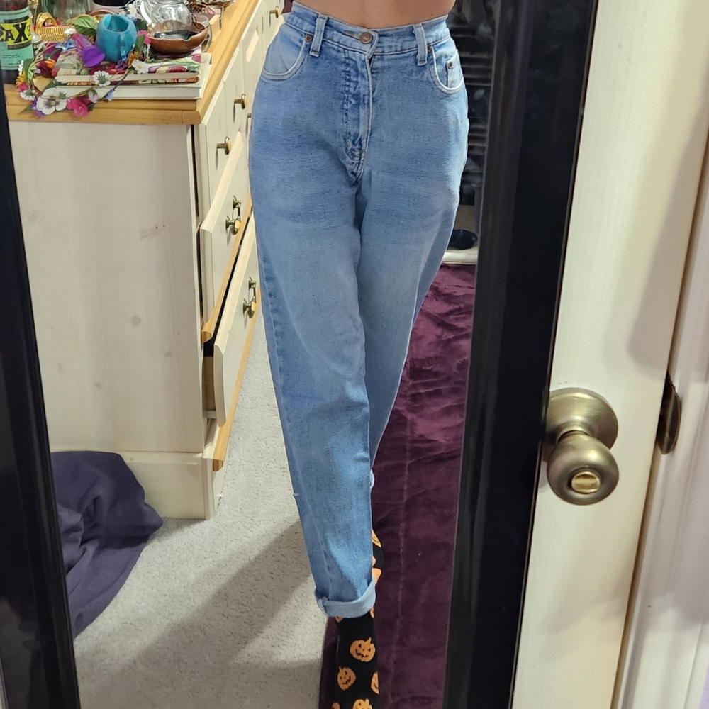 RARE!! Vintage 90's X-AM Brand High Rise Tapered Leg "Mom" Fit Light Wash Jeans